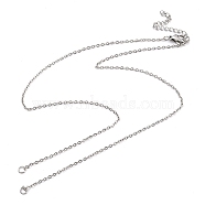304 Stainless Steel Cable Chains Necklace Makings, with Lobster Claw Clasps and End Chains, Stainless Steel Color, 17-7/8 inch(45.5cm), Hole: 2.5mm(AJEW-P119-04A-P)