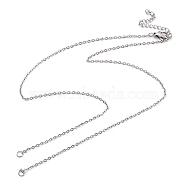 Tarnish Resistant 304 Stainless Steel Cable Chains Necklace Makings, with Lobster Claw Clasps and End Chains, Stainless Steel Color, 17-7/8 inch(45.5cm), Hole: 2.5mm(AJEW-P119-04A-P)