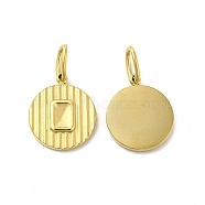 Ion Plating(IP) 304 Stainless Steel Pendants, with Jump Ring, Flat Round Rectangle Charm, Real 14K Gold Plated, 19x16x2.5mm, Hole: 3.5x5.5mm(STAS-F284-09G)