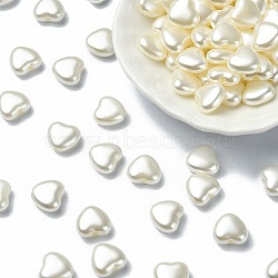 ABS Plastic Imitation Pearl Beads, Ghost White, Heart, 9.5x10.5x5mm, Hole: 1.8mm(OACR-YW0001-85A)