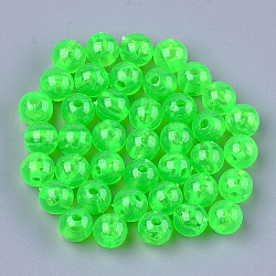 Transparent Plastic Beads, Round, Lime, 6x5.5mm, Hole: 1.8mm, about 500pcs/50g(X-KY-T005-6mm-636)