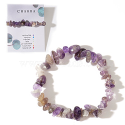 Natural Amethyst Chips Stretch Bracelets for Women, 6-7/8 inch(17.5cm)(AY5330-5)