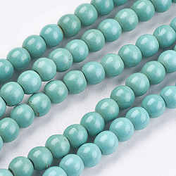 1 Strand Dyed Light Sea Green Round Synthetic Turquoise Beads Strands, 6mm, Hole: 1.2mm, about 67pcs/strand, 15.75 inch(X-TURQ-G106-6mm-02D)