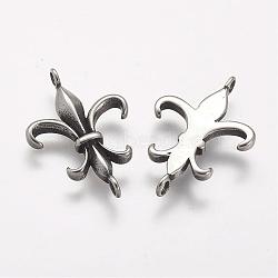 304 Stainless Steel Links connectors, Fleur-de-lis, Antique Silver, 27.5x18x3mm, Hole: 2mm(STAS-A032-111AS)