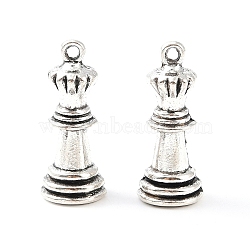 Tibetan Style Alloy Pendant, Pillar, Lead Free & Cadmium Free, King of Chess, Antique Silver, 26.5x11x11mm, Hole: 1.6mm, 271pcs/1000g(TIBE-M001-04AS)