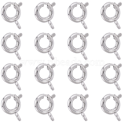 20Pcs Brass Spring Ring Clasps, Rack Plating, Nickel Free, Real Platinum Plated, 9x7x1.5mm, Hole: 1.6mm(KK-BBC0027-68C-P)