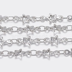 304 Stainless Steel link Chains, with Spool, Star, Soldered, Stainless Steel Color, 10x4.5x1mm, about 10m/roll(CHS-K007-09P)