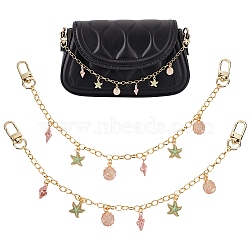 WADORN Brass Bag Decorative Chains, with Ocean Themed Alloy Enamel Charms, PapayaWhip, 32cm, 2pcs/box(FIND-WR0006-73D)