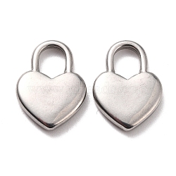 304 Stainless Steel Pendants, Heart, Stainless Steel Color, 16.5x12x2.5mm, Hole: 5.5x6mm(X-STAS-B024-62P)