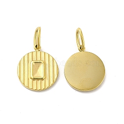 Ion Plating(IP) 304 Stainless Steel Pendants, with Jump Ring, Flat Round Rectangle Charm, Real 14K Gold Plated, 19x16x2.5mm, Hole: 3.5x5.5mm(STAS-F284-09G)