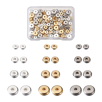 Pandahall 304 Stainless Steel Spacer Beads, Flat Round, Mixed Color, 4x1.2mm, Hole: 1.2mm, 120pcs/box