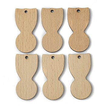 Wood Pendants, Fish Charms, Tan, 49x24x2.5mm, Hole: 3mm