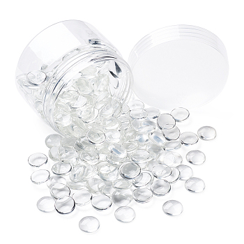 Transparent Glass Cabochons, Half Round/Dome, Clear, 14x4mm, 200pcs/box