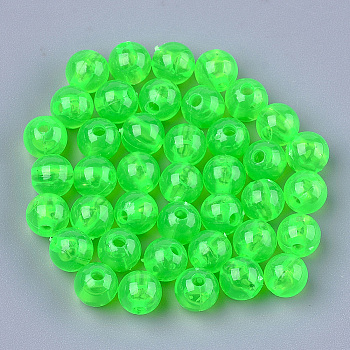 Transparent Plastic Beads, Round, Lime, 6x5.5mm, Hole: 1.8mm, about 500pcs/50g