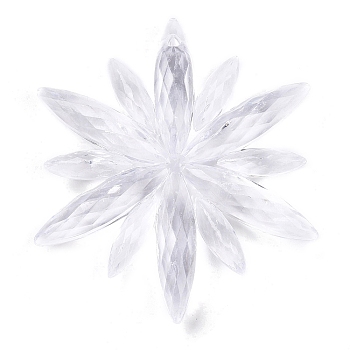 Transparent Acrylic Pendants, Faceted, Snowflake, Clear, 61.5~62x53~53.5x10mm, Hole: 2.5mm, about 55pcs/500g