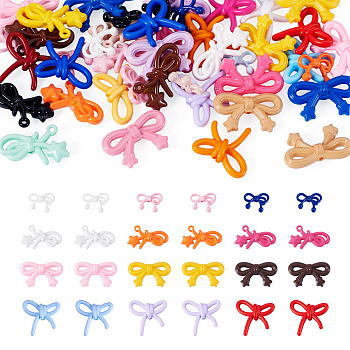 48Pcs 4 Styles Opaque Acrylic Beads, Bowknot, Mixed Color, 16~26x20~33x5~9.5mm, Hole: 1.6~3mm, 12pcs/style