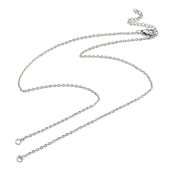 304 Stainless Steel Cable Chains Necklace Makings, with Lobster Claw Clasps and End Chains, Stainless Steel Color, 17-7/8 inch(45.5cm), Hole: 2.5mm