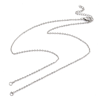 Tarnish Resistant 304 Stainless Steel Cable Chains Necklace Makings, with Lobster Claw Clasps and End Chains, Stainless Steel Color, 17-7/8 inch(45.5cm), Hole: 2.5mm