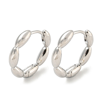 Brass Hoop Earrings, Real Platinum Plated, 16.5x3mm