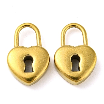 Ion Plating(IP) 304 Stainless Steel Pendants, Heart Shape Padlock Charm, Real 18K Gold Plated, 20x13x5mm, Hole: 7x5.5mm