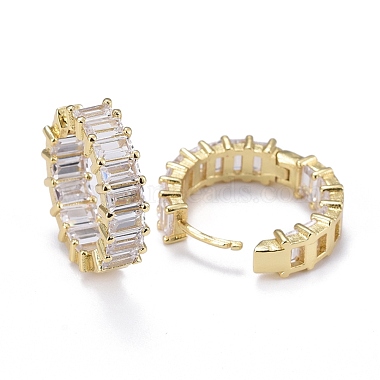 Brass Micro Pave Cubic Zirconia Huggie Hoop Earrings(EJEW-K083-37G-B)-2