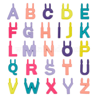 Mixed Color Letter A~Z Alloy Pendants