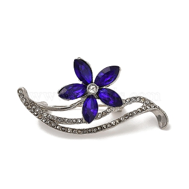 Mauve Flower Alloy+Rhinestone Brooch