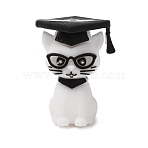 Animal Silicone Beads, Focal Beads, Black, Academic Cat, 30x23x21mm, Hole: 2mm(SL-CBAAC97-02B)