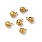 304 Stainless Steel Pendants, Round Charm, Ion Plating(IP), Long-Lasting Plated, Rack Plating, Real 18K Gold Plated, 9x6mm, Hole: 1.4mm(STAS-P448-08C-G)