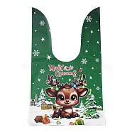 Christmas Theme Rabbit Shaped Candy Plastic Bags, Deer Printed Candy Gift Bags, Green, 23.2cm, Bag: 12.6x13.6cm(ABAG-Q053-04C)