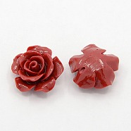 Synthetic Coral 3D Flower Rose Beads, Dyed, Dark Red, 14x8mm, Hole: 1~1.4mm(CORA-A005-14mm-02)