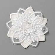 Computerized Embroidery Lace Self Adhesive/Sew on Patches, Costume Accessories, Appliques, Flower Pattern, 68x69x2mm(DIY-WH0410-49M)