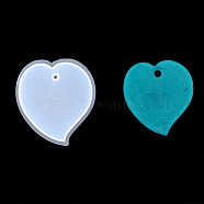 Pendant Silicone Molds, Resin Casting Molds, For UV Resin, Epoxy Resin Jewelry Making, heart, White, 7.3x7.2x1.2cm, Hole: 0.5cm, Inner Size: 6.3x6.2cm(DIY-I011-13)