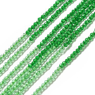 2 Colors Transparent Glass Beads Strands, Segmented Multi-color Beads, Faceted, Round, Pale Green, 2mm, Hole: 0.5~0.6mm, about 184~211pcs/strand, 15.28~15.75 inch(38.8~40cm)(GLAA-G093-01L)