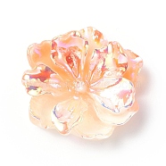 Luminous Resin Cabochons, AB Color, Glow in the Dark Flower, Saddle Brown, 23.5x8mm(RESI-E033-02F)