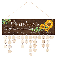 DIY Wooden Calendar Listing Board Kits, Family Birthday Board, Including MDF Boards, Iron Open Rings and Hemp Rope, for Home Wall Hanging Decoration, Sunflower Pattern, 40x12x0.5cm(DIY-WH0277-008)