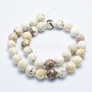 Natural Magnesite Beads Strands, Faceted, Round, 8mm, Hole: 1mm, about 47pcs/strand, 15.7 inch(G-K226-8mm-01)