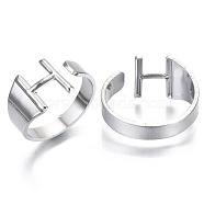 Alloy Cuff Finger Rings, Cadmium Free & Nickel Free & Lead Free, Alphabet, Platinum, Letter.H, US Size 8(18.1mm)(RJEW-S038-195H-P-NR)