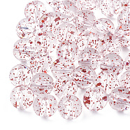 Transparent Acrylic Beads, with Glitter Powder, Round, Red, 10mm, Hole: 1.8mm, about 960pcs/500g(MACR-S361-02E-10mm)