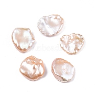 Natural Keshi Pearl Beads, Freshwater Pearl, Baroque Pearls, No Hole/Undrilled, Nuggets, PeachPuff, 15~18x14.5~15x4~7mm(PEAR-N020-S12)