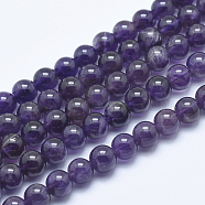 Natural Amethyst Beads Strand, Round, 6~6.5mm, Hole: 1mm, about 65pcs/strand, 15.7 inch(40cm)(GSR6mmC062-1)