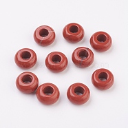 Natural Red Jasper European Beads, Large Hole Beads, Rondelle, 12x6mm, Hole: 5mm(G-G740-12x6mm-04)