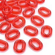 Transparent Acrylic Linking Rings, Quick Link Connectors, for Cable Chains Making, Oval, Red, 24x18x5mm, Inner Diameter: 13x7mm, about 403pcs/500g(MACR-S373-19-B04)