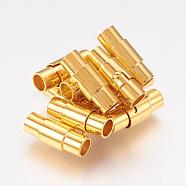 Brass Locking Tube Magnetic Clasps, Column, Golden, 15x6mm, Hole: 4mm(MC078-G)