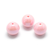 Pearlized Style Acrylic Beads, Round, Pink, 12mm, Hole: 2mm(X-MACR-S826-12mm-C)