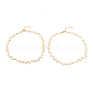 Natural Fresh Water Pearl Beaded Necklaces, with Brass Cable Chain, Long-Lasting Plated, Real 18K Gold Plated, 38.5x1cm(NJEW-D294-02G)