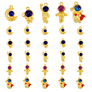30Pcs 5 Style Rack Plating Alloy Enamel Pendants, Golden, with Glitter Powder, Cadmium Free & Nickel Free & Lead Free, Spaceman & Moon, Mixed Color, 16~21x9~13x5~8mm, Hole: 1.4~1.5mm, 6pcs/style(FIND-DC0002-09)