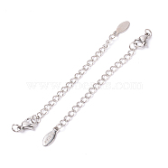 Stainless Steel Chain Extender, with Lobster Claw Clasps & Curb Chains, Stainless Steel Color, 74x3mm(FIND-CJC0003-24B)