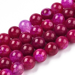 Dyed Natural Agate Beads Strands, Round, Medium Violet Red, 8mm, Hole: 1mm, about 48pcs/strand, 14.9 inch(G-T109-8mm-05)
