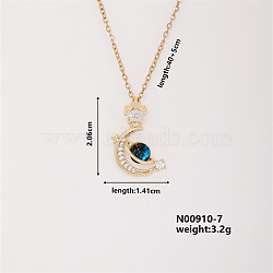 Dreamy Planet Brass Micro Pave Cubic Zirconia Pendant Necklaces, Cable Chains Necklaces for Women, 15.75 inch(400mm)(WX6343-4)